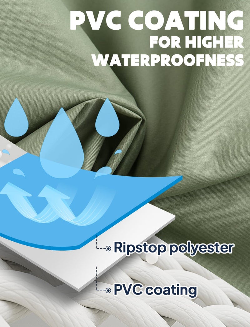 ANYOO Waterproof Rain Poncho Lightweight Reusable Hiking Hooded Coat Jacket for Outdoor Activities(Tea green) - Image 3